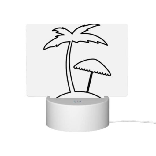 Rectangular Acrylic Night Light, A Black And White Drawing Of A Palm Tree And A Beach Umbrella. -Acrylic Night Light Shop 39d610b9ba63c511299556b1d8e07a7567ac02f4