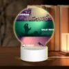 Round Acrylic Night Light, A Colorful Poster With Halloween