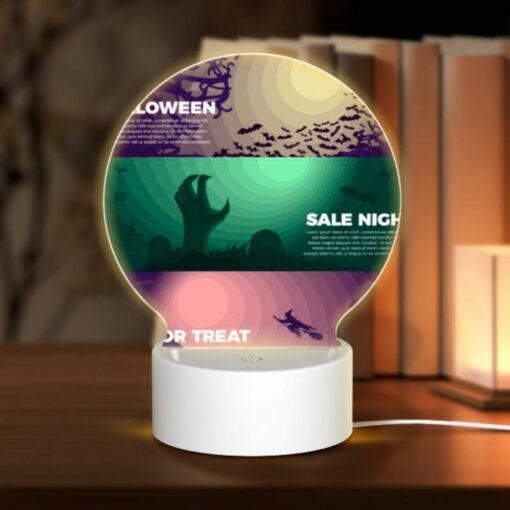 Round Acrylic Night Light, A Colorful Poster With Halloween -Acrylic Night Light Shop 39fb1674074fcf418be1529e79fdb57d336b1c02