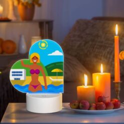 Love Acrylic Night Light, A Woman In A Bikini Is Waving At The Camera While Standing In The Ocean. -Acrylic Night Light Shop 3a03fc8c820cb3b826aa721f40d0c65b16f6a801
