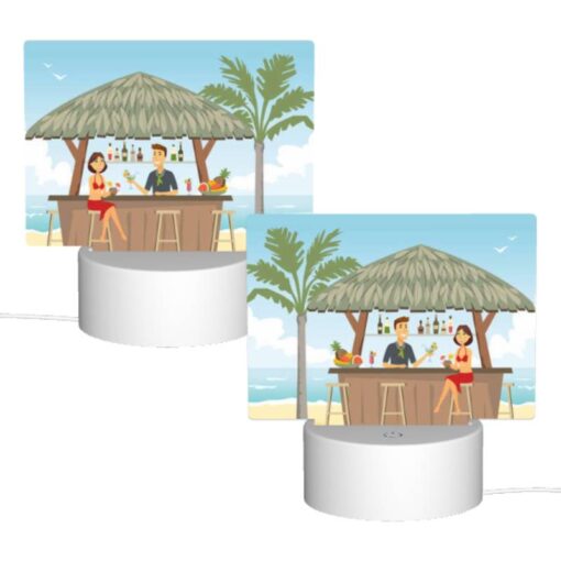 Rectangular Acrylic Night Light, A Man And Woman Are Sitting At A Bar Under A Thatched Roof -Acrylic Night Light Shop 3a0c4f58efafde868cde4888d73c27a7779d5af8