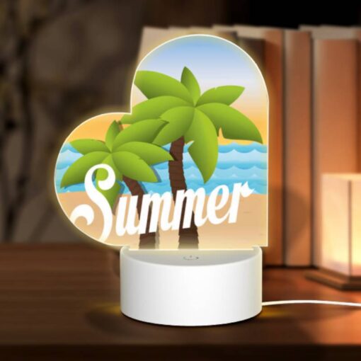 Love Acrylic Night Light, A Cartoon Image Of A Palm Tree And The Word "summer" On A Beach. -Acrylic Night Light Shop 3a29691d9d2652e07c5b3e6bc9c08ef5a2f8a813