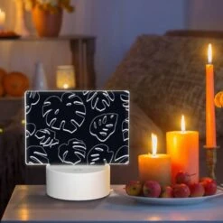 Rectangular Acrylic Night Light, A Pattern Of Leaves On A Black Background. -Acrylic Night Light Shop 3a314bd92377d915f53a75fe9bf756e472ab4da0