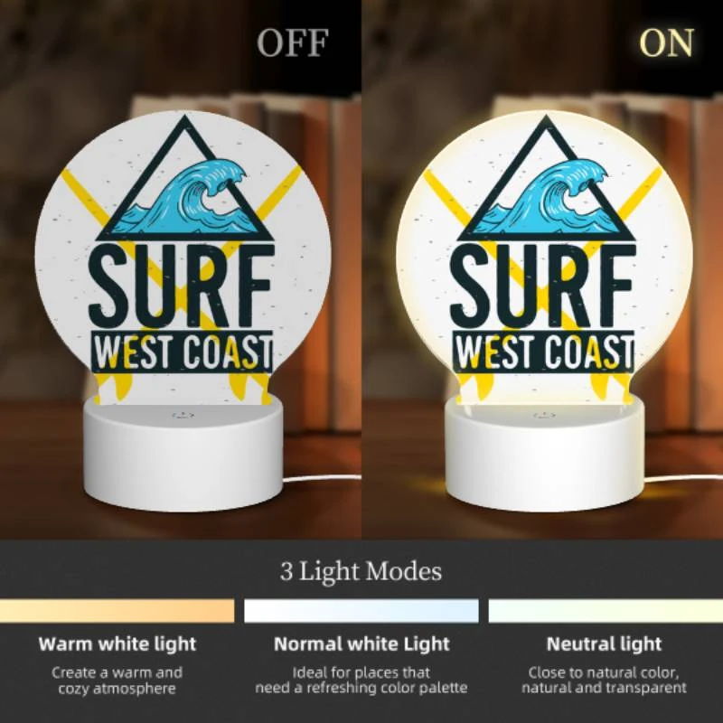 Round Acrylic Night Light, A logo for Surf West Coast. Round Acrylic Night Light, A Logo For Surf West Coast. -Acrylic Night Light Shop 3ac6f3a95820784759ed945033f54ebf08aeaf95