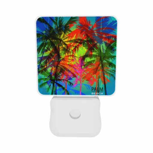 Night Light Set Of 2, A Colorful Image Of Palm Trees With A Logo That Reads "Palm Beach." -Acrylic Night Light Shop 3b5959bc08d328e1e85491814d322a8275812595