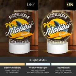 Round Acrylic Night Light, A Logo For Malibu Surf Rider Beach. -Acrylic Night Light Shop 3b976fcd3eb3f56f8ad2cffcbd768a92c4b09d48