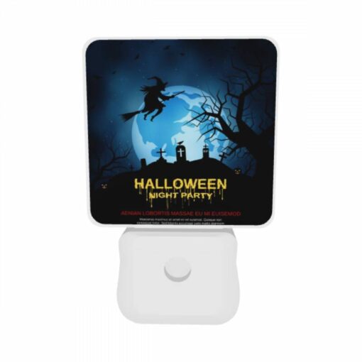 Night Light Set Of 2, A Witch Flies Over A Halloween Night Party. -Acrylic Night Light Shop 3bab46a90e909bd8726581be00e8baf03ac833b5