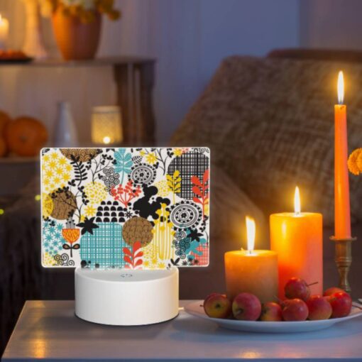 Rectangular Acrylic Night Light, A Colorful Floral Pattern With Yellow -Acrylic Night Light Shop 3bd91fe28103c8eb5bb47d29ee7b20657b4ff049