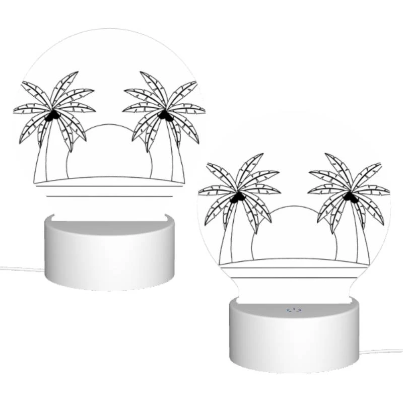 Round Acrylic Night Light, A black and white drawing of a hat with two palm trees on either side. Round Acrylic Night Light, A Black And White Drawing Of A Hat With Two Palm Trees On Either Side. -Acrylic Night Light Shop 3c3b81ff5867055fd9c7b52fcce4a80a72a616dd