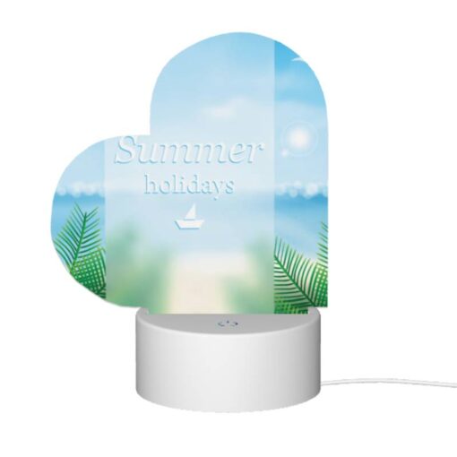Love Acrylic Night Light, A Blue And White Image Of A Sailboat On The Ocean With The Words "Summer Holidays" Written On It. -Acrylic Night Light Shop 3c624a62af7ccc5e9197665a7c382226c60d5ab3
