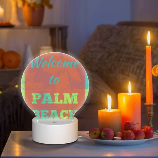 Round Acrylic Night Light, A Colorful Sign Welcoming Visitors To Palm Beach. -Acrylic Night Light Shop 3cbe520221231fb5df0a23ac88d58e733f6dad30