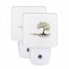 Night Light Set Of 2, A Tree With Many Colors On It.