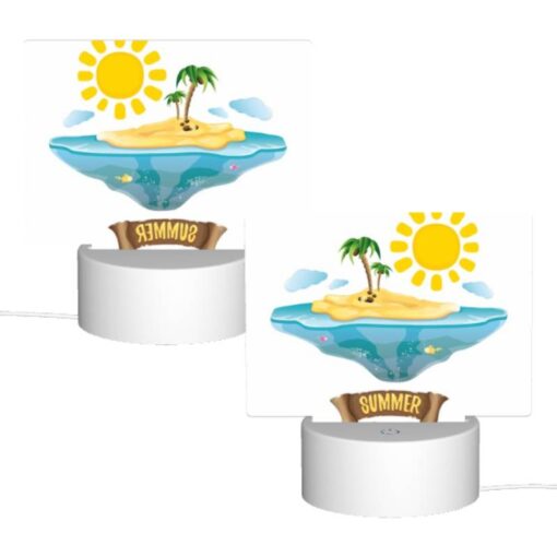 Rectangular Acrylic Night Light, A Cartoon Of A Tropical Island With A Sun And Palm Trees. -Acrylic Night Light Shop 3d105d8eae276d6d3f481f5860f7ef0368c3cca9