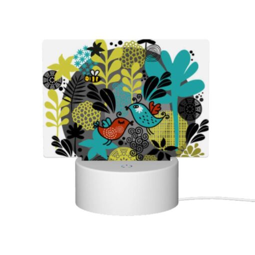 Rectangular Acrylic Night Light, A Colorful Illustration Of A Bird And A Bee Surrounded By Flowers. -Acrylic Night Light Shop 3d3ad30b8651a38d917522a1bc772d7d2d71d2bf