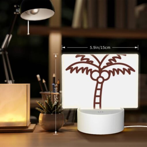 Rectangular Acrylic Night Light, A Brown And White Drawing Of A Palm Tree. -Acrylic Night Light Shop 3d6e67c24048aa93b02dfab157e2bbb45f2af959