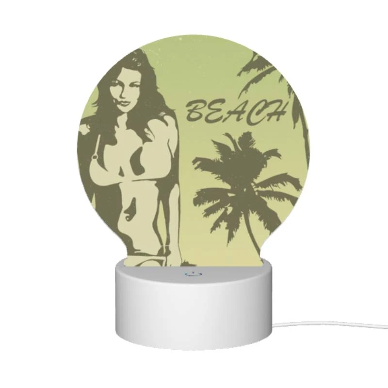Round Acrylic Night Light, A woman in a bikini is standing on a beach. Round Acrylic Night Light, A Woman In A Bikini Is Standing On A Beach. -Acrylic Night Light Shop 3def09bb0d16995f16d79f8c205cb0505ec45bb4