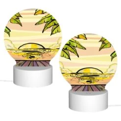 Round Acrylic Night Light, A Sunset With A Beach And Palm Trees In The Background. 1 Round Acrylic Night Light, A Sunset With A Beach And Palm Trees In The Background. -Acrylic Night Light Shop 3e074e12604c23f073142faa4ae7cdc5a8a702f1