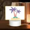 Rectangular Acrylic Night Light, A Cartoon Drawing Of A Palm Tree On A Sandy Beach.