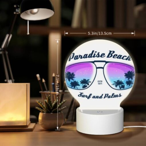 Round Acrylic Night Light, A Pair Of Sunglasses With A Beach Scene On Them. -Acrylic Night Light Shop 3fdcc765f3c063bc83a37f3e70647f5d445cca51