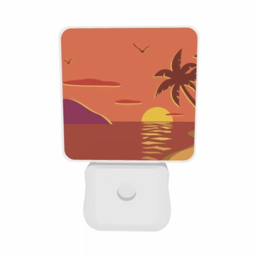 Night Light Set Of 2, A Sunset With A Palm Tree And Birds In The Sky. -Acrylic Night Light Shop 40d3ca38560a539a1b5a4b4770423bb04ff9b415
