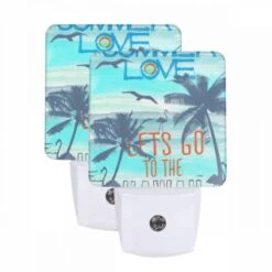 Night Light Set Of 2, A Colorful Poster Advertising A Trip To Hawaii.
