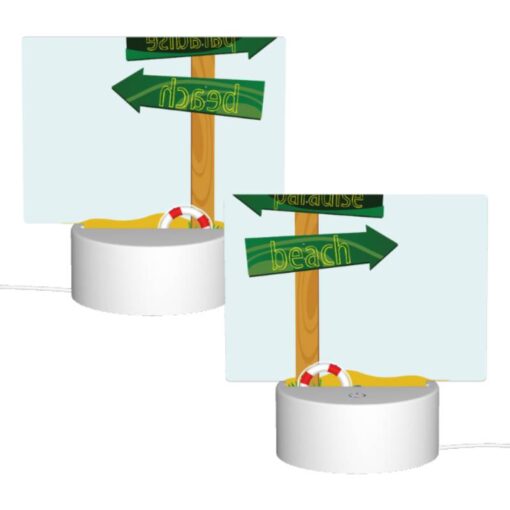 Rectangular Acrylic Night Light, A Sign Pointing To Paradise Beach. -Acrylic Night Light Shop 40fa6590a87a605fbd821f3ed4542ac563570792