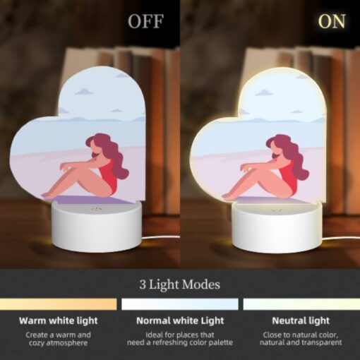 Love Acrylic Night Light, A Woman In A Red Bathing Suit Is Sitting On The Beach. -Acrylic Night Light Shop 417a37c696507c45771def70acfbd5f7fe712c3a