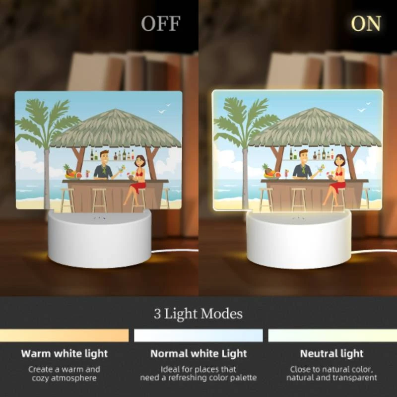 Rectangular Acrylic Night Light, A man and woman are sitting at a bar under a thatched roof Rectangular Acrylic Night Light, A Man And Woman Are Sitting At A Bar Under A Thatched Roof -Acrylic Night Light Shop 422803282f3dc4a8958efdc970cb6467f7d0d767