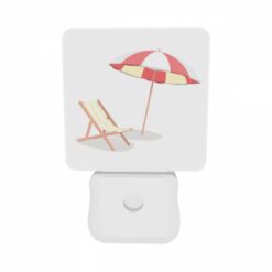 Night Light Set Of 2, A Colorful Umbrella Is Open And Placed Over A Striped Lounge Chair. -Acrylic Night Light Shop 425bcb379b04f5020241aa4f1f6daf0e910e0463