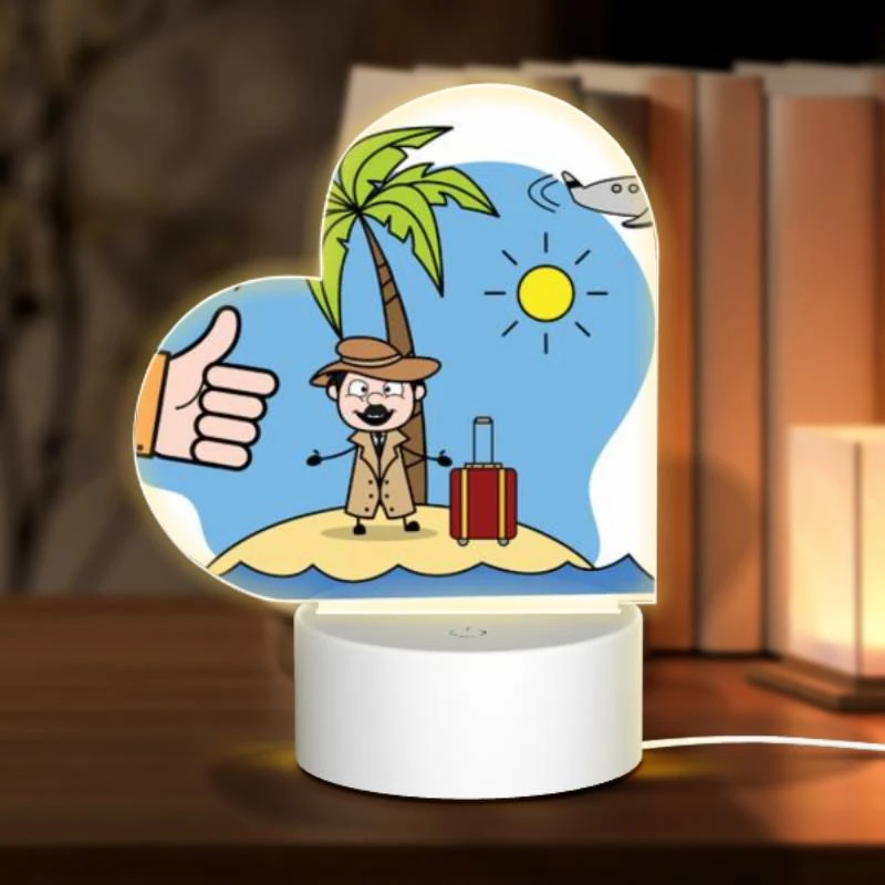Love Acrylic Night Light, A man in a suit and hat is standing on a beach with a suitcase and a bag. Love Acrylic Night Light, A Man In A Suit And Hat Is Standing On A Beach With A Suitcase And A Bag. -Acrylic Night Light Shop 42787c4c00e425782ee4e6a8f856ef1e10174965