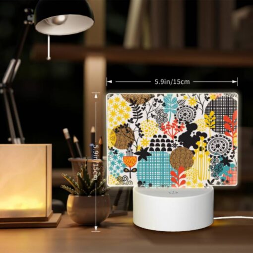 Rectangular Acrylic Night Light, A Colorful Floral Pattern With Yellow -Acrylic Night Light Shop 42b2f3d2e25d75646005e5781e36ae0c477e67b0