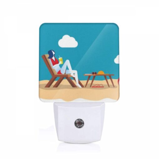 Night Light, A Woman Is Sitting On A Lounge Chair On The Beach -Acrylic Night Light Shop 42edfad61d630d201e7a823b7ff8045fff9a91f4