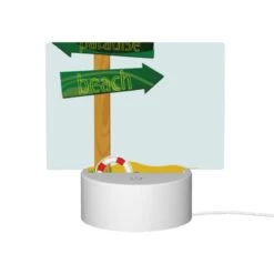 Rectangular Acrylic Night Light, A Sign Pointing To Paradise Beach. -Acrylic Night Light Shop 436c5d07be38f288f9a04b9d618ca08118719363