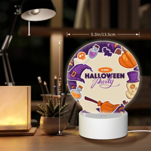 Round Acrylic Night Light, A Colorful Poster Advertising A Halloween Party. -Acrylic Night Light Shop 439e453a2ddf5186cbeca7aeb14bdb53ff311f11