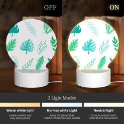 Round Acrylic Night Light, A Collection Of Green Leaves And Tree Branches. -Acrylic Night Light Shop 43cec27d3f75f07f3dac8644aaa524941ffc920a
