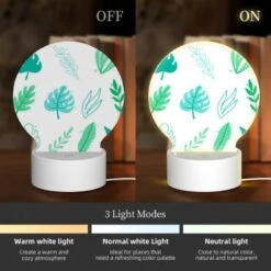 Round Acrylic Night Light, A Collection Of Green Leaves And Tree Branches. -Acrylic Night Light Shop 43cec27d3f75f07f3dac8644aaa524941ffc920a