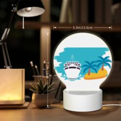 Round Acrylic Night Light, A Boat Is Sailing In The Ocean Next To A Palm Tree. -Acrylic Night Light Shop 43cffcfbc4e92920bed2f5ad0afaa81816e4e7ed