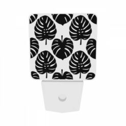 Night Light Set Of 2, A Pattern Of Leaves On A Black And White Background. -Acrylic Night Light Shop 43f7a8b512a8798fb04478bec5c78a04b76e6284