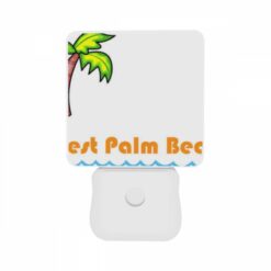 Night Light Set Of 2, A Cartoon Drawing Of A Palm Tree And The Words "West Palm Beach" On A White Background. -Acrylic Night Light Shop 442b279357be00cc9b5caf96095f5a05fcb7a0b0
