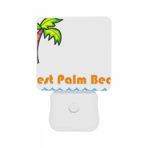 Night Light Set Of 2, A Cartoon Drawing Of A Palm Tree And The Words "West Palm Beach" On A White Background. -Acrylic Night Light Shop 442b279357be00cc9b5caf96095f5a05fcb7a0b0