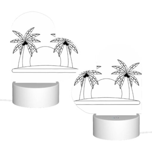 Love Acrylic Night Light, A Black And White Drawing Of A Hat With Two Palm Trees On Either Side. -Acrylic Night Light Shop 445f5026f3cb572a38800d92ba0885cce911f5b0