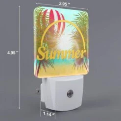 Night Light Set Of 2, A Colorful Hot Air Balloon Is Flying Over A Beach With A Yellow Sign That Says "Summer." 8 Night Light Set Of 2, A Colorful Hot Air Balloon Is Flying Over A Beach With A Yellow Sign That Says "Summer." -Acrylic Night Light Shop 44aef15a819066d1ea7b2a072645c78df419deca