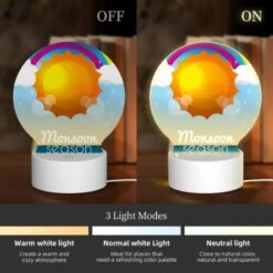 Round Acrylic Night Light, A Colorful Sunny Day With Rain Clouds In The Background. 2 Round Acrylic Night Light, A Colorful Sunny Day With Rain Clouds In The Background. -Acrylic Night Light Shop 44b7bc939beef77b1710164a63724b46ac62fa64