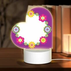 Love Acrylic Night Light, A Purple Background With A Yellow Sunflower Design.