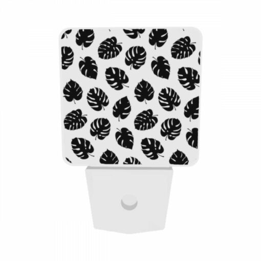 Night Light Set Of 2, A Pattern Of Leaves On A Black And White Background. -Acrylic Night Light Shop 456f871398017f37954348c8c58019b51b603e31