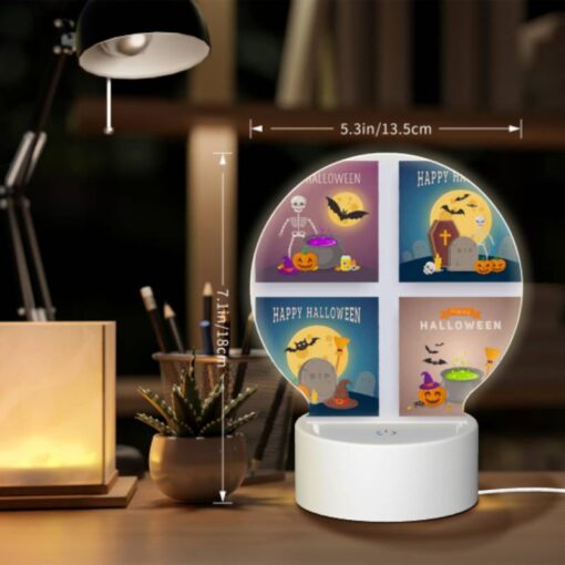 Round Acrylic Night Light, A Collection Of Four Different Halloween Posters. -Acrylic Night Light Shop 456f896c3e05344c1f566a75ede1258fcdd9db3e