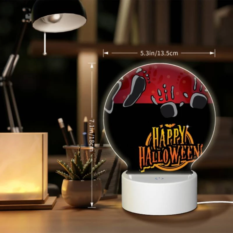 Round Acrylic Night Light, A black and white image of a happy halloween sign. Round Acrylic Night Light, A Black And White Image Of A Happy Halloween Sign. -Acrylic Night Light Shop 4571834054693fae1dd061db984534c7394d852e