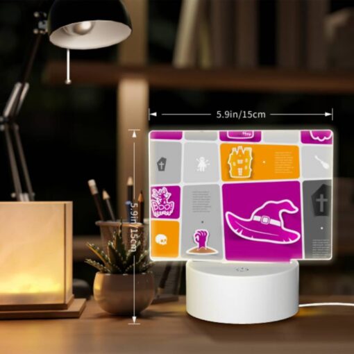 Rectangular Acrylic Night Light, A Collection Of Halloween Images On A Pink Background. -Acrylic Night Light Shop 45a9485906a101384f7a3925762021ddf264924a