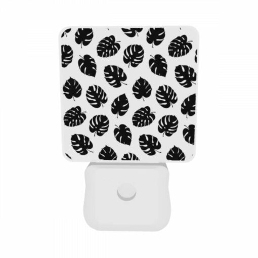 Night Light Set Of 2, A Pattern Of Leaves On A Black And White Background. -Acrylic Night Light Shop 45d33798848eb1afd3b29eed7e38dd9c45d4ea0b