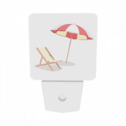 Night Light Set Of 2, A Colorful Umbrella Is Open And Placed Over A Striped Lounge Chair. -Acrylic Night Light Shop 468834c834786ff8abc7ee6f445fe98f5080e620
